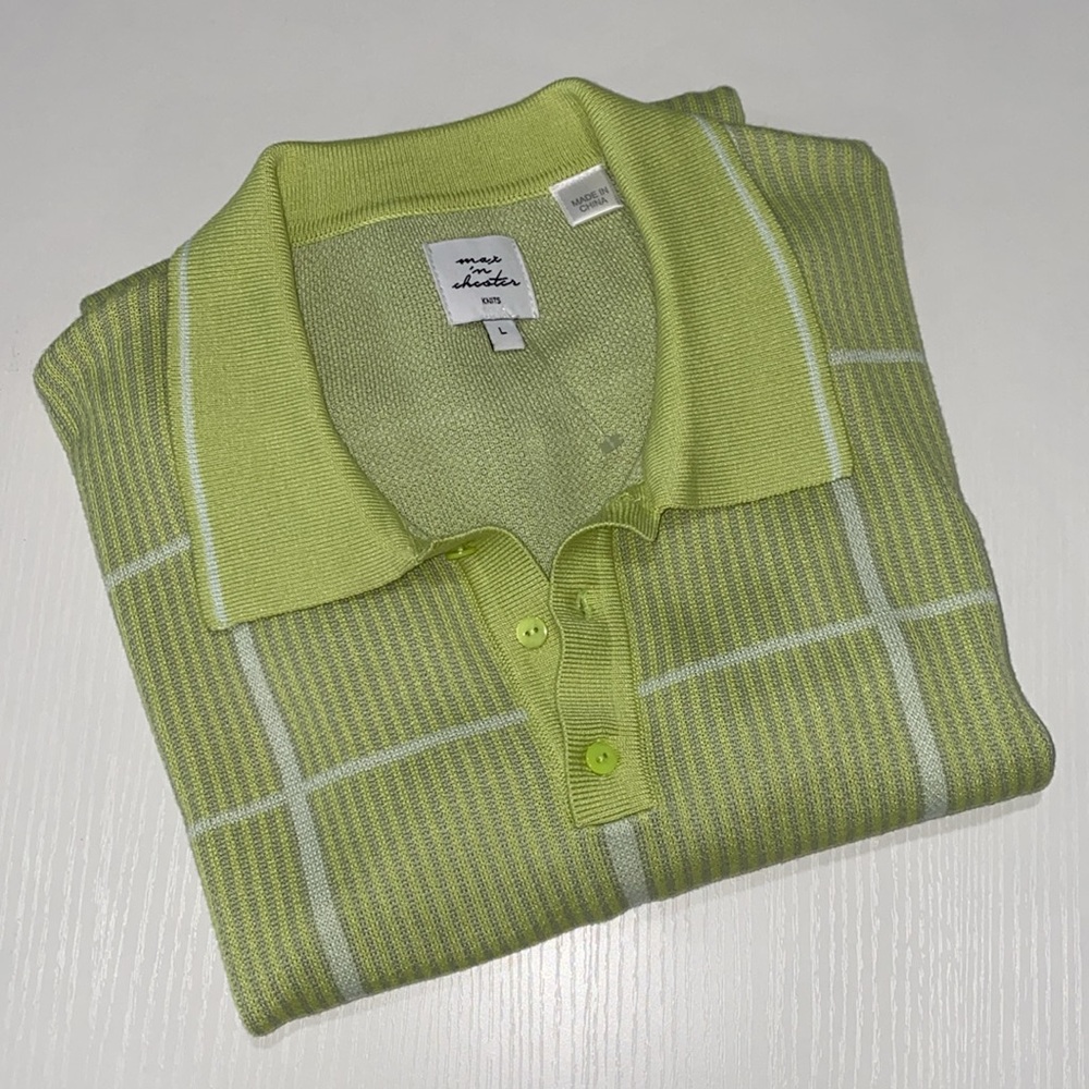 Max n Chester knit  plaid stripe  polo size large